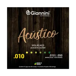 ENCORDOAMENTO VIOLAO GIANNINI GESWAM BRONZE 65/35 0.010