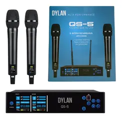 MICROFONE SEM FIO DYLAN QS 5 UHF DUPLO DE MAO