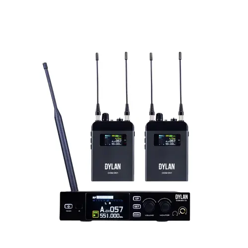 SISTEMA SEM FIO DYLAN DSM 900 UHF PRA MONITOR SEM FIO COM BASE TRANSMISSORA COM 1 ANTENA MEIA ONDA SINCRONISMO INFRAVER