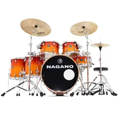 BATERIA NAGANO 20/14/10/12/13/14 C/ FERRAGENS PERFORMANCE NEW STAGE FHA VIVID ORANGE MAHOGANY BIRCH