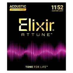 ENCORDOAMENTO ELIXIR ACO VIOLAO CUSTOM LIGHT PHOSPHOR BRONZE ATTUNE 21027 011-052
