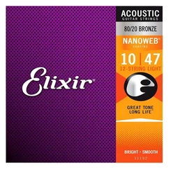 ENCORDOAMENTO VIOLAO ELIXIR 010 LIGHT 12 CORDAS
